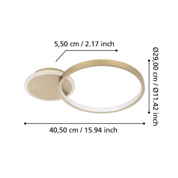 Plafoniera Eglo GAFARES 900423, LED dimabil 15W, 2100lm, 6500K, otel, aluminiu, auriu, plastic, alb - 1