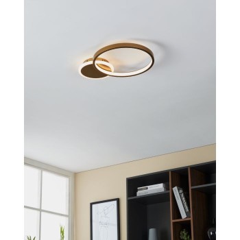 Plafoniera Eglo GAFARES 900423, LED dimabil 15W, 2100lm, 6500K, otel, aluminiu, auriu, plastic, alb - 1