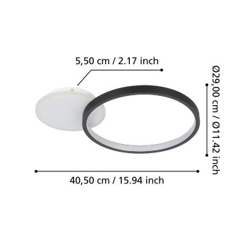 Plafoniera Eglo GAFARES 900421, LED dimabil 15W, 2100lm, 6500K, otel, aluminiu, negru, plastic, alb - 1