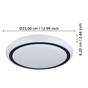 Plafoniera Eglo CAPASSO 900149, LED 14.6W, 1600lm, 3000K, otel, alb, plastic, negru - 1