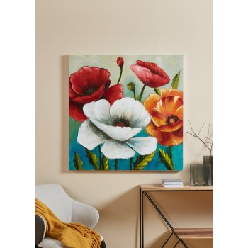 Tablou pictat manual flori multicolore ALAMINOS 423165, 100X100 cm