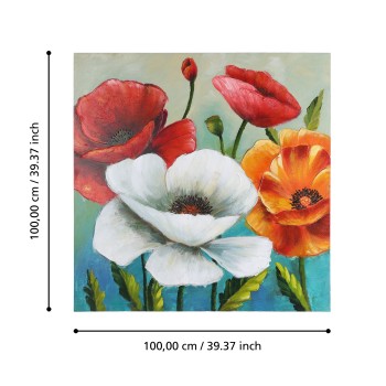 Tablou pictat manual flori multicolore ALAMINOS 423165, 100X100 cm - 1