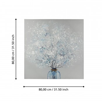 Tablou pictat manual vaza cu flori ALAMINOS 423049, 80X80 cm