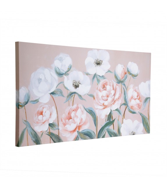 Tablou pictat manual flori de gradina ALAMINOS 423124, 120X60 cm