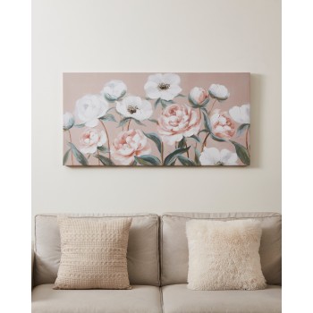 Tablou pictat manual flori de gradina ALAMINOS 423124, 120X60 cm