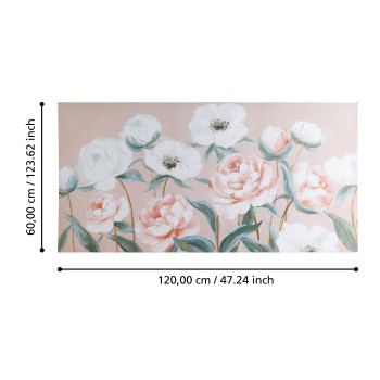 Tablou pictat manual flori de gradina ALAMINOS 423124, 120X60 cm - 1