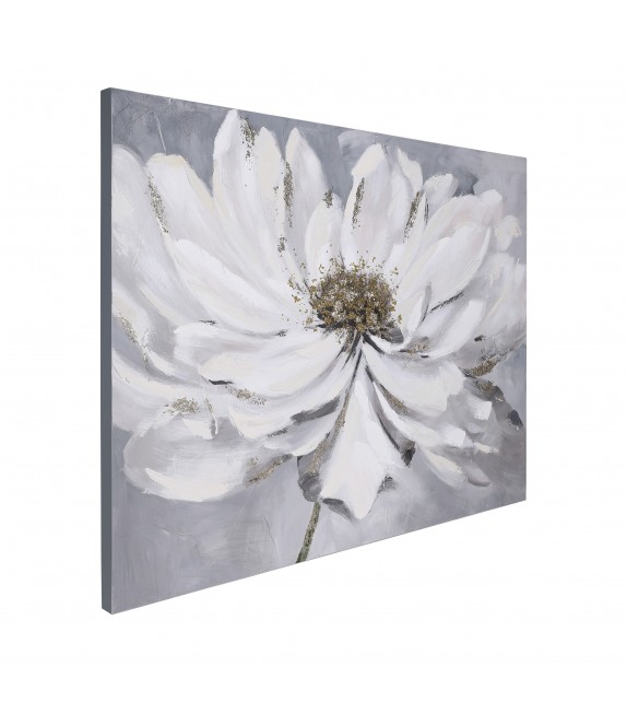 Tablou pictat manual crizantema alba ALAMINOS 423052, 120X90 cm