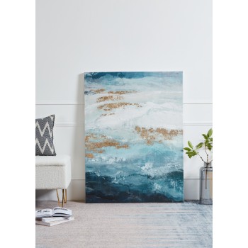 Tablou abstract pictat manual albastru ALAMINOS 423152, 90X120 cm - 1