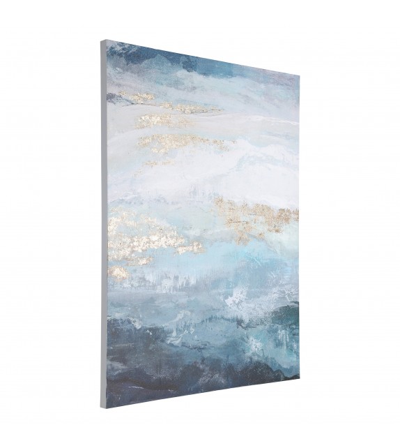 Tablou abstract pictat manual albastru ALAMINOS 423152, 90X120 cm