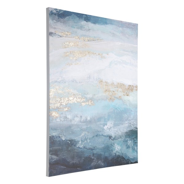 Tablou abstract pictat manual albastru ALAMINOS 423152, 90X120 cm - 1