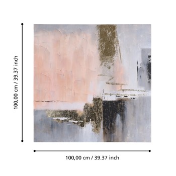 Tablou abstract pictat manual roz ALAMINOS 423166, 100X100 cm - 1