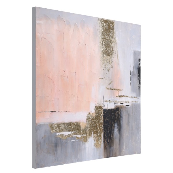 Tablou abstract pictat manual roz ALAMINOS 423166, 100X100 cm - 1