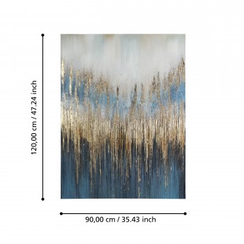 Tablou abstract pictat manual albastru ALAMINOS 423051, 90X120 cm