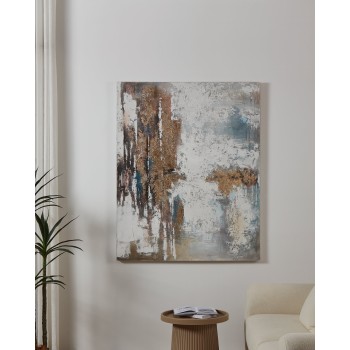 Tablou abstract pictat manual gri-auriu ALAMINOS 423054, 120X150 cm - 1