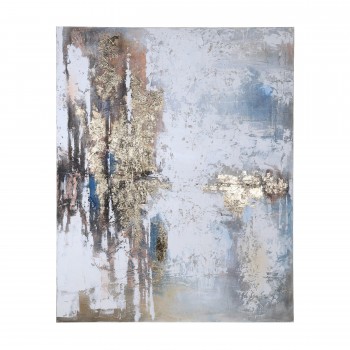 Tablou abstract pictat manual gri-auriu ALAMINOS 423054, 120X150 cm