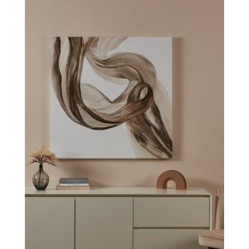 Tablou abstract pictat manual maro ALAMINOS 423055, 100X100 cm - 1