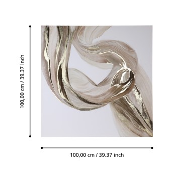 Tablou abstract pictat manual maro ALAMINOS 423055, 100X100 cm - 1