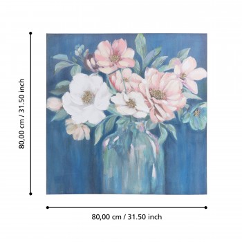 Tablou pictat manual vaza cu flori ALAMINOS 423156, 80X80 cm