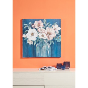 Tablou pictat manual vaza cu flori ALAMINOS 423156, 80X80 cm