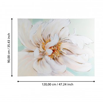 Tablou pictat manual floare alba ALAMINOS 423122, 120X90 cm