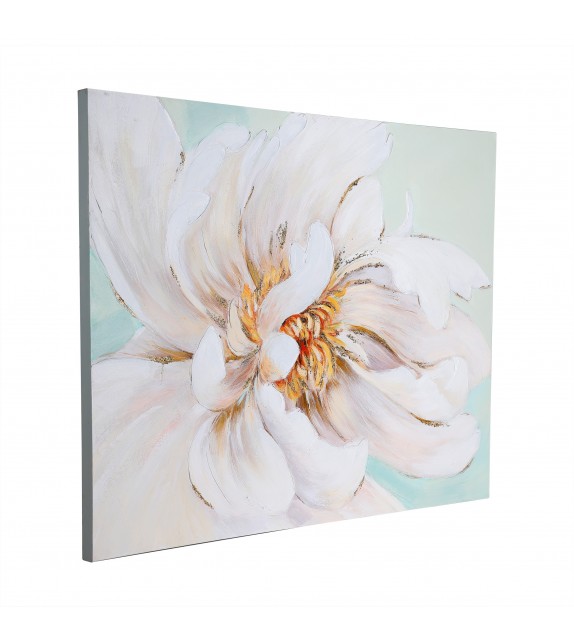 Tablou pictat manual floare alba ALAMINOS 423122, 120X90 cm