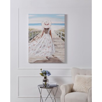 Tablou pictat manual la plaja multicolor, ALAMINOS 423136, 90X120 cm - 1