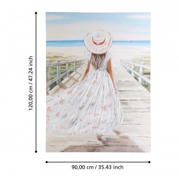 Tablou pictat manual la plaja multicolor, ALAMINOS 423136, 90X120 cm