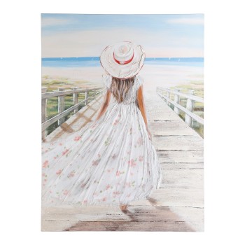 Tablou pictat manual la plaja multicolor, ALAMINOS 423136, 90X120 cm - 1