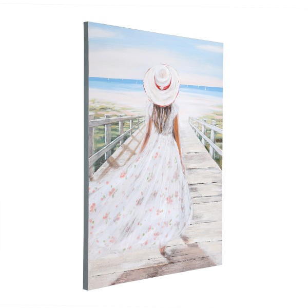 Tablou pictat manual la plaja multicolor, ALAMINOS 423136, 90X120 cm - 1