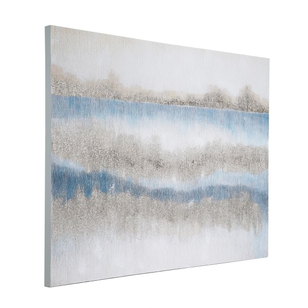 Tablou abstract pictat manual albastru-auriu, ALAMINOS 423138, 120X90 cm - 1