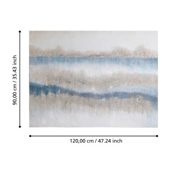 Tablou abstract pictat manual albastru-auriu, ALAMINOS 423138, 120X90 cm - 1