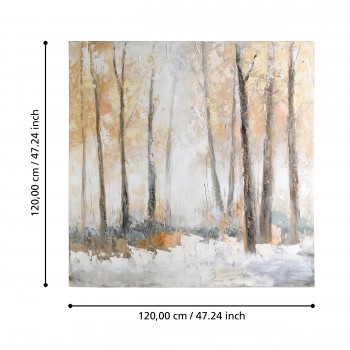 Tablou pictat manual iarna in padure ALAMINOS 423137, 120X120 cm