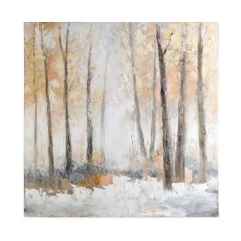 Tablou pictat manual iarna in padure ALAMINOS 423137, 120X120 cm - 1