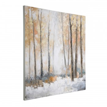 Tablou pictat manual iarna in padure ALAMINOS 423137, 120X120 cm