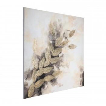 Tablou abstract pictat manual auriu ALAMINOS 423173, 120X120 cm