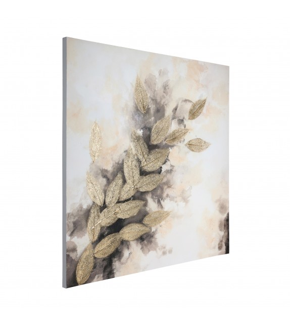 Tablou abstract pictat manual auriu ALAMINOS 423173, 120X120 cm