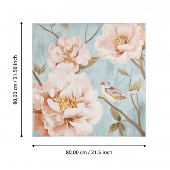 Tablou pictat manual ramuri de cais cu flori ALAMINOS 423149, 80X80 cm