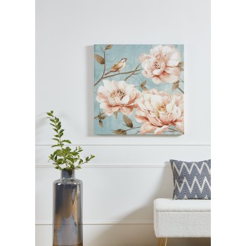 Tablou pictat manual ramuri de cais cu flori ALAMINOS 423151, 80X80 cm