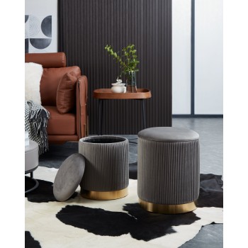 Set doua taburete gri/negru, MASHIKE 424021 - 1