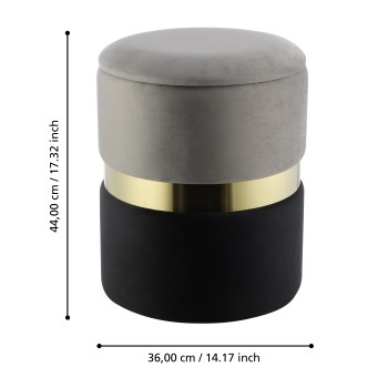 Set doua taburete gri/negru, MASHIKE 424021 - 1