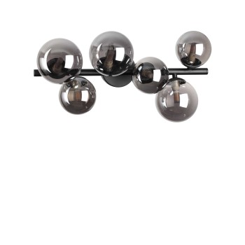 Plafoniera IDEAL LUX PERLAGE PL6 309262, finisaj negru, abajur fumuriu