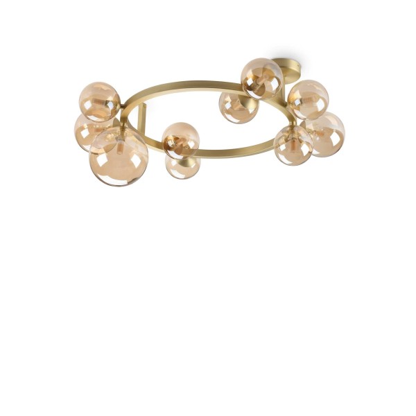 Plafoniera IDEAL LUX PERLAGE PL10 327808, finisaj alama, abajur ambra