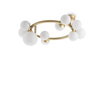 Plafoniera IDEAL LUX PERLAGE PL10 327815, finisaj alama, abajur alb