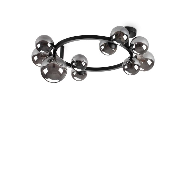 Plafoniera IDEAL LUX PERLAGE PL10 309286, finisaj negru, abajur fumuriu