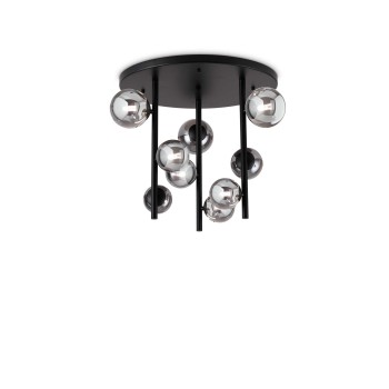 Plafoniera IDEAL LUX PERLAGE PL9 328416, finisaj negru, abajur fumuriu
