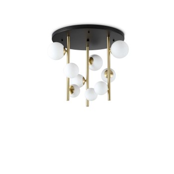 Plafoniera IDEAL LUX PERLAGE PL9 328423, finisaj negru, abajur alb