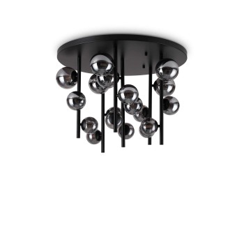 Plafoniera IDEAL LUX PERLAGE PL18 328386, finisaj negru, abajur fumuriu