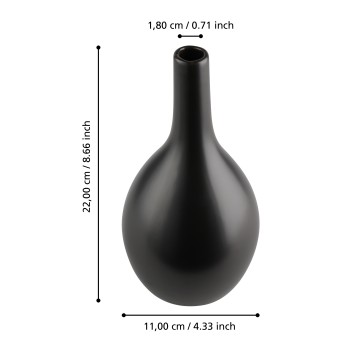 Vaza decorativa ceramica OKUMA, negru, 421025 - 1