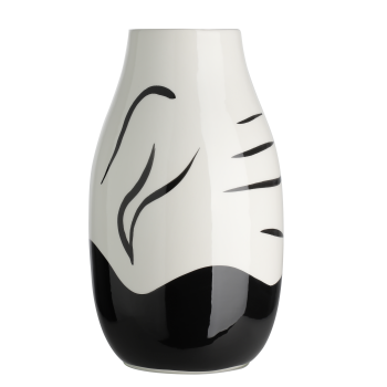 Vaza decorativa ceramica YUZAWA, alb/negru, 421037
