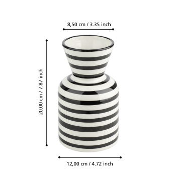 Vaza decorativa ceramica YUZAWA, alb/negru, 421036 - 1